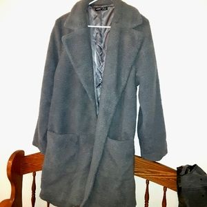 Grey oversized teddy coat